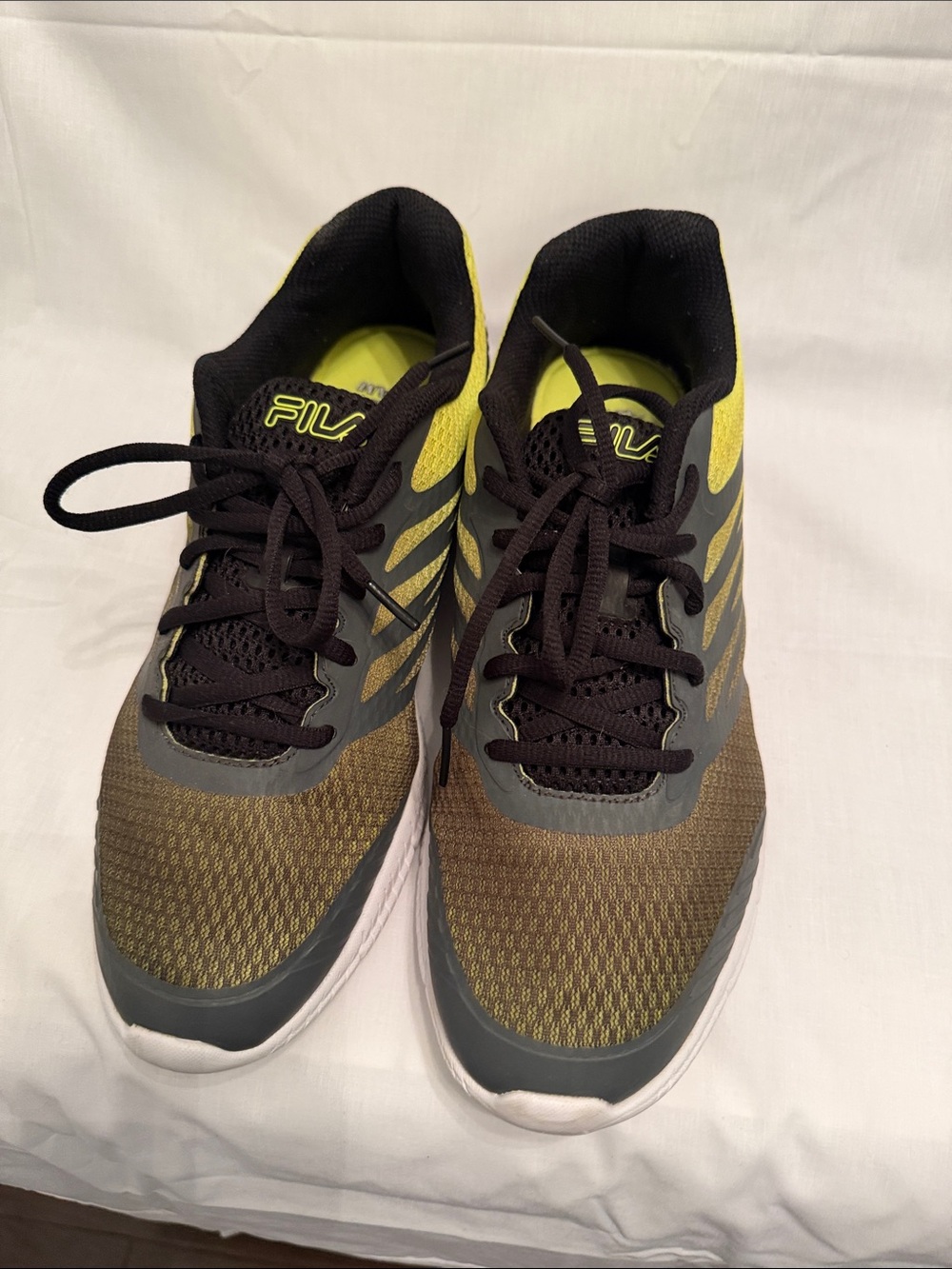 Fila Men's Athletic Sneakers in Olive & Black with Neon Yellow Accents